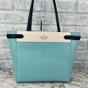 Kate Spade Colorblock Large Laptop Tote Shoulder Bag In Poolside